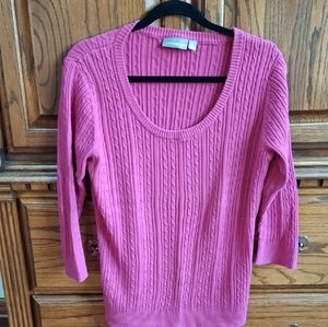 croft & barrow Rose Pink Cable Scoop-Neck Sweater
